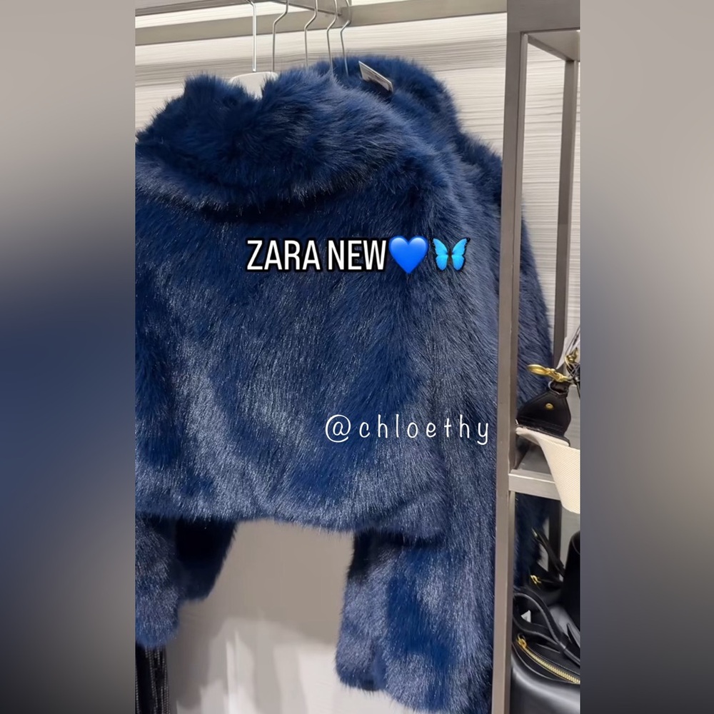 Zara FAUX FUR SHORT COAT - Picture 9 of 16